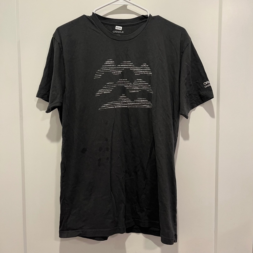 Oracle Certified Short Sleeve Graphic T-Shirt Mens Large Black Cotton Tech Tee